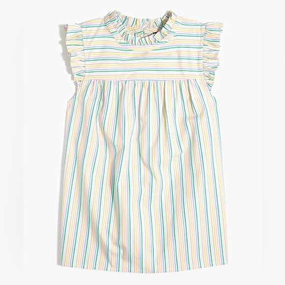 JCrew Ruffleneck shirred top in cotton poplin - Picture 1 of 5